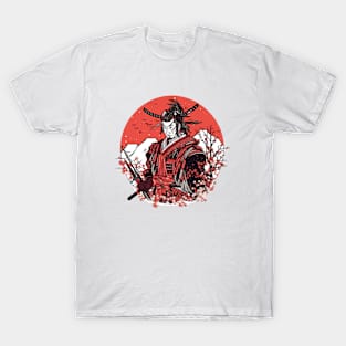 Red white black samurai warrior T-Shirt